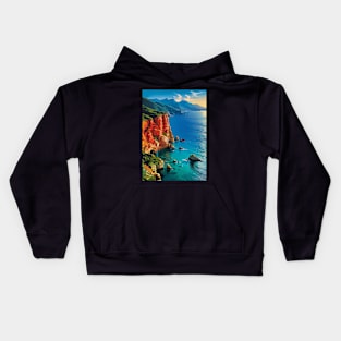 Dreamcore Realistic Top View of a Coast Kids Hoodie